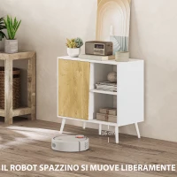 HOMCOM Credenza Moderna con Armadietto e Vano Portaoggetti, in Legno, 80x39x76 cm, Bianco(m-7)