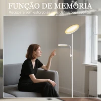 HOMCOM Candeeiro de Pé 42W Giratório com Controlo Remoto e Táctil Temperatura de Cor e Brilho Ajustáveis Ø25x175 cm Branco(m-7)