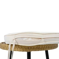 5-teiliges Garten-Lounge-Set, mit 1 Esstisch, 2 Stühlen, 2 Hockern, Weiß+Naturfarbe(m-8)