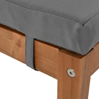 Ensemble de salle à manger 5 pièces avec table en bois, dossier en rotin, coussinets de pieds pour terrasse, jardin, Gris + Couleur naturelle(m-7)