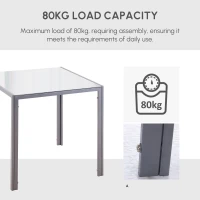 HOMCOM Modern Square Dining Table for 2-4 People, with Glass Top & Metal Legs for Dining Room, Living Room, Grey(m-4)