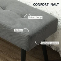 HOMCOM Bancă Tapițată din Catifea cu Șezut Căptușit și Picioare din Oțel, 100x36x45 cm, Gri(m-4)