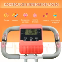HOMCOM Cyclette Pieghevole con Resistenza Magnetica 8 Livelli, Sensore di Frequenza Cardiaca, Volano 2.5kg, Arancione(m-4)