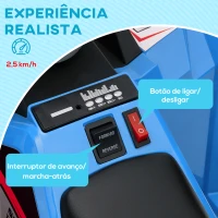 HOMCOM Quadriciclo Elétrico para Crianças Veículo Elétrico a Bateria de 6V com Velocidade de 2,5 km/h 70x41,5x48,5 cm Azul(m-5)