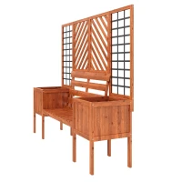 Fioriera con grigliato e seduta per giardino, cortile, terrazza, per piante rampicanti, 170x42x145 cm, Marrone(m-13)