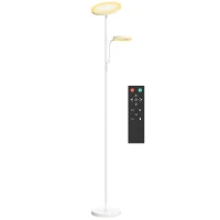 HOMCOM Candeeiro de Pé 42W Giratório com Controlo Remoto e Táctil Temperatura de Cor e Brilho Ajustáveis Ø25x175 cm Branco(m-10)