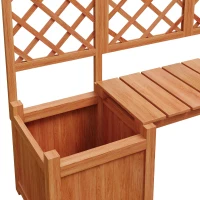 Pflanzkübel mit Spalier und Sitz für Garten, Hof, Terrasse, für Kletterpflanzen, 169 x 42 x 145 cm, Braun(m-7)