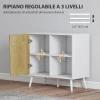 HOMCOM Credenza Moderna con Armadietto e Vano Portaoggetti, in Legno, 80x39x76 cm, Bianco(m-5)