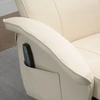 HOMCOM Massagesessel, mit Fußhocker, 10 Massagepunkte, Liegefunktion, drehbarer Sitz, Cremeweiß, 73 x 83 x 106cm(m-10)