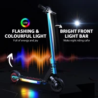 SPORTNOW Folding Electric Scooter for Kids, with Dual Brakes, Front Suspension, LED Colourful Lights, Blue(m-6)