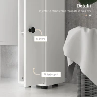 Kleankin Dulap de Baie Înalt cu Rafturi Deschise și 2 Dulapuri cu Uși și Rafturi Ajustabile, 20x20x180 cm, Alb(m-6)