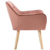 HOMCOM Polstersessel, Akzentsessel, Skandi Design, Samtoptik, bis 120 kg, Kautschukholzbeine, Rosa(m-10)