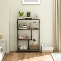 HOMCOM Mobile Libreria a 4 Ripiani Stile Industriale in Legno e Metallo, 77x30x116 cm, Marrone Rustico(m-8)