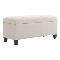 HOMCOM Banc de rangement pouf salon bout de lit coffre de rangement pour salon, chambre, entrée, 100 x 40 x 44 cm, blanc(m-1)
