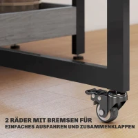 HOMCOM Klappbarer Esstisch im Industriedesign, für bis zu 4 Personen, offene Regale, flexibel, Metall, Spanplatte, Grau(m-6)