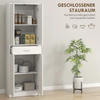 HOMCOM Szafka kuchenna, 3-stopniowa regulacja półek, płyta wiórowa, MDF, dużo miejsca, biała(m-4)