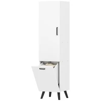 HOMCOM Coluna Casa de Banho Armário Alto Casa de Banho Estreito com 2 Portas e Prateleiras Móvel   35x31,5x144 cm Branco(m-11)