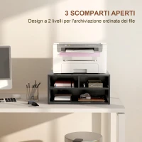 HOMCOM Mobile Porta Stampante da Ufficio con 3 Ripiani Aperti a 2 Livelli, 47x40x22.5 cm, Nero(m-4)