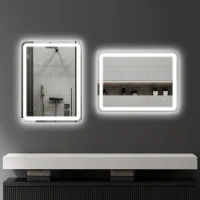 HOMCOM Espelho Casa de Banho com Luzes LED 60x80 cm Função Antiembaciamento 3 Temperaturas de Cor Ajustável e Função de Memória(m-9)