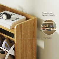 HOMCOM Sapateira Estreita com 4 Portas Sapateira para Entrada com Prateleiras Ajustáveis para 16 Pares de Sapatos 120x23,5x95,5 cm Madeira(m-7)