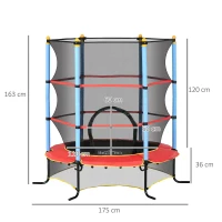 HOMCOM Kids Trampoline, with Safety Net, for Ages 3-10 Years(m-3)