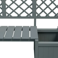Pflanzkübel mit Spalier und Sitz für Garten, Hof, Terrasse, für Kletterpflanzen, 169 x 42 x 145 cm, Grau(m-9)