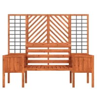 Fioriera con grigliato e seduta per giardino, cortile, terrazza, per piante rampicanti, 170x42x145 cm, Marrone(m-2)