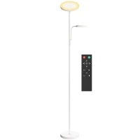 HOMCOM Candeeiro de Pé 42W Giratório com Controlo Remoto e Táctil Temperatura de Cor e Brilho Ajustáveis Ø25x175 cm Branco(m-11)
