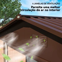 Outsunny Abrigo de Jardim 4,84 m² 278x195x215 cm Abrigo de Jardim com 2 Portas de Correr e 4 Janelas de Ventilação Madeira e Marrom(m-8)