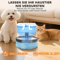 PawHut Katzenbrunnen 7L Trinkbrunnen für Katzen mit leiser Pumpe LED Aktivkohlefilter Edelstahl 30,6 x 30,6 x 17,2 cm(m-5)