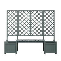 Macetero con enrejado y asiento para jardín, patio, terraza, para plantas trepadoras, 169x42x145 cm, Gris