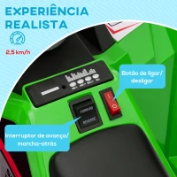 HOMCOM Quadriciclo Elétrico para Crianças Veículo Elétrico a Bateria de 6V com Velocidade de 2,5 km/h 70x41,5x48,5 cm Verde(m-4)
