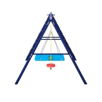 Ensemble de balançoire multifonctionnel pour l'extérieur avec 3 balançoires, structure d'escalade, panier de basket, 310x174x203 cm, Bleu antique(m-11)