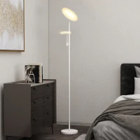 HOMCOM Candeeiro de Pé 42W Giratório com Controlo Remoto e Táctil Temperatura de Cor e Brilho Ajustáveis Ø25x175 cm Branco(m-2)