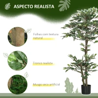 Outsunny Planta Artificial Ficus 150 cm Planta Artificial com 1008 Folhas Musgo e Vaso para Exterior Casa Sala de Estar Escritório Verde(m-5)