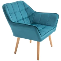 HOMCOM Sessel Wohnzimmer Ohrensessel Loungesessel Relaxsessel mit Gummiholzbeine, Lesesessel mit Samtoptik, Polstersessel für Schlafzimmer, skandinavisch, Hellblau(m-14)