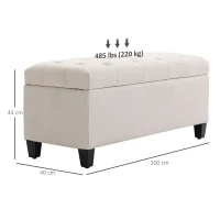 HOMCOM Banc de rangement pouf salon bout de lit coffre de rangement pour salon, chambre, entrée, 100 x 40 x 44 cm, blanc(m-3)
