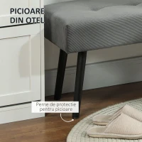 HOMCOM Bancă Tapițată din Catifea cu Șezut Căptușit și Picioare din Oțel, 100x36x45 cm, Gri(m-5)