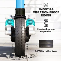 SPORTNOW Folding Electric Scooter for Kids, with Dual Brakes, Front Suspension, LED Colourful Lights, Blue(m-7)