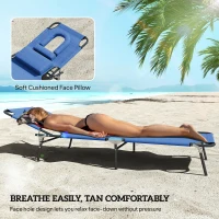 Outsunny Reading Hole Sun Lounger - Blue(m-7)
