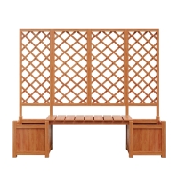 Macetero con enrejado y asiento para jardín, patio, terraza, para plantas trepadoras, 169x42x145 cm, Marrón