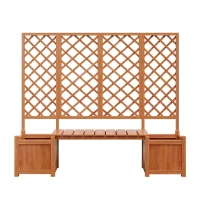 Pflanzkübel mit Spalier und Sitz für Garten, Hof, Terrasse, für Kletterpflanzen, 169 x 42 x 145 cm, Braun(m-1)