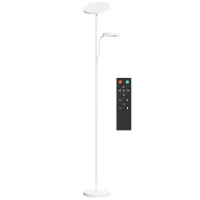 HOMCOM Candeeiro de Pé 42W Giratório com Controlo Remoto e Táctil Temperatura de Cor e Brilho Ajustáveis Ø25x175 cm Branco(m-1)