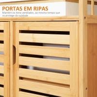 HOMCOM Aparador de 3 Portas Aparador em Bambu com Estantes para Sala de Jantar Cozinha Entrada 100x35x82 cm Madeira(m-5)