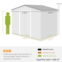 Outsunny Abrigo de Jardim 4,84 m² 278x195x215 cm Abrigo de Jardim com 2 Portas de Correr e 4 Janelas de Ventilação Madeira e Marrom(m-3)
