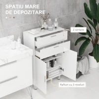 kleankin Dulap pentru Baie cu 2 Sertare și Rafturi Ajustabile, 60x30x93 cm, Alb(m-4)