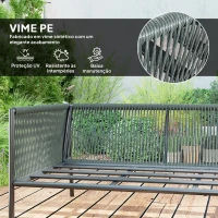 Outsunny Conjunto de Jardim em Vime com Almofadas Móveis de Jardim com 2 Sofás de 2 Lugares Sofá de Canto Mesa Redonda Cinza Escuro(m-5)