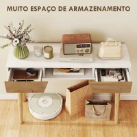 HOMCOM Mesa de Consola Estreita Consola de Entrada Moderna com 2 Gavetas Compartimento e Pés de Madeira 100x30x75 cm Branco(m-4)