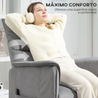 HOMCOM Poltrona Relax Reclinável Elétrica com Função Memória Apoio para Pés Controlo Remoto e Bolsos Laterais 80x83x104 cm Cinzento(m-8)