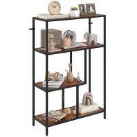 HOMCOM Mobile Libreria a 4 Ripiani Stile Industriale in Legno e Metallo, 77x30x116 cm, Marrone Rustico